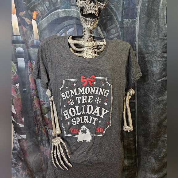 Tops - Gray Ouija Holiday Spirit Ladies T-Shirt